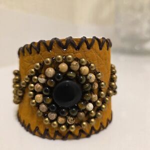 🔥Brown Soft Leather Bracelet with Studded Design